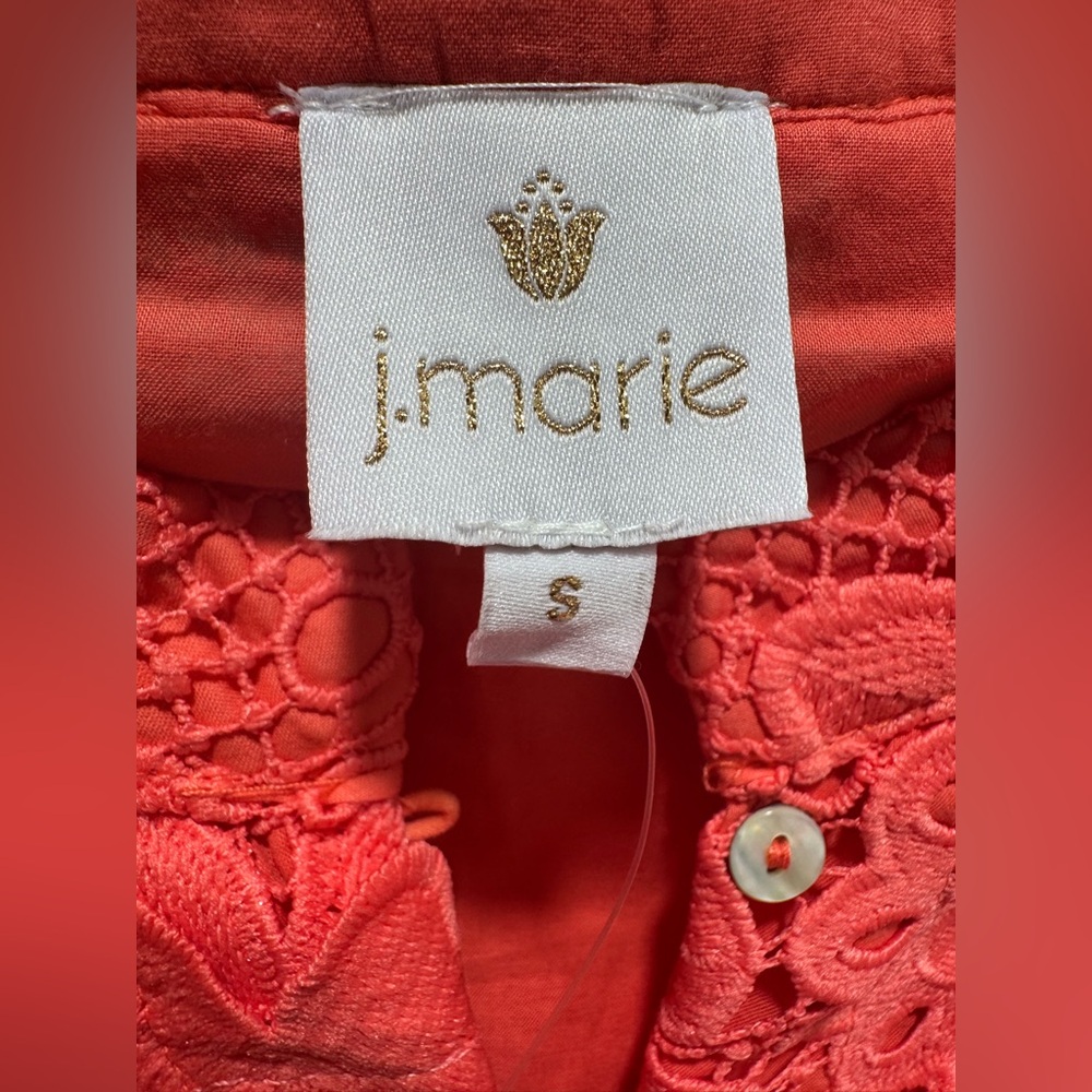 NWT $168 J Marie Seraphina Lace Dress Bright Coral Floral Lined Flare Slv Sz S - Picture 5 of 7